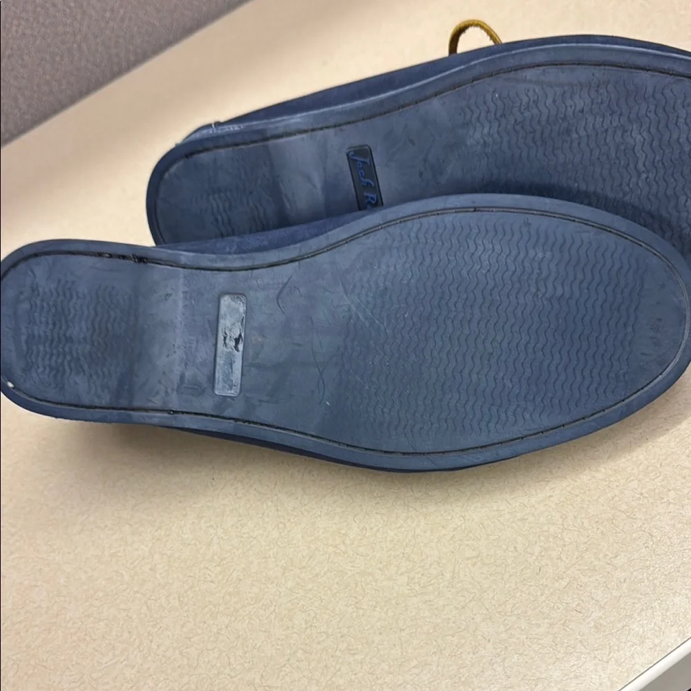 Jack Rogers Easton Blue Boat Shoes with Plaid Accents